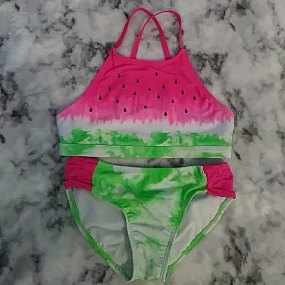 Justice 2pc watermelon swimsuit